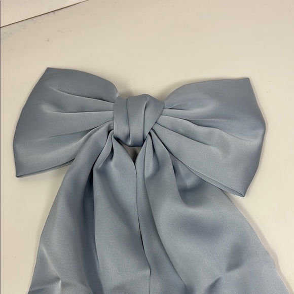 Powder Blue Satin Hair Bow Accessory - Picture 2 of 6